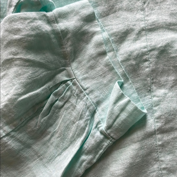 Stylish Mint Linen Cropped Pants for Women - Picture 2 of 8